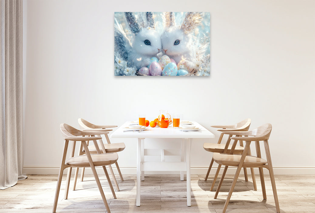 Premium Textil-Leinwand Das erwachen der Osterhasen, ist immer zur selben Zeit