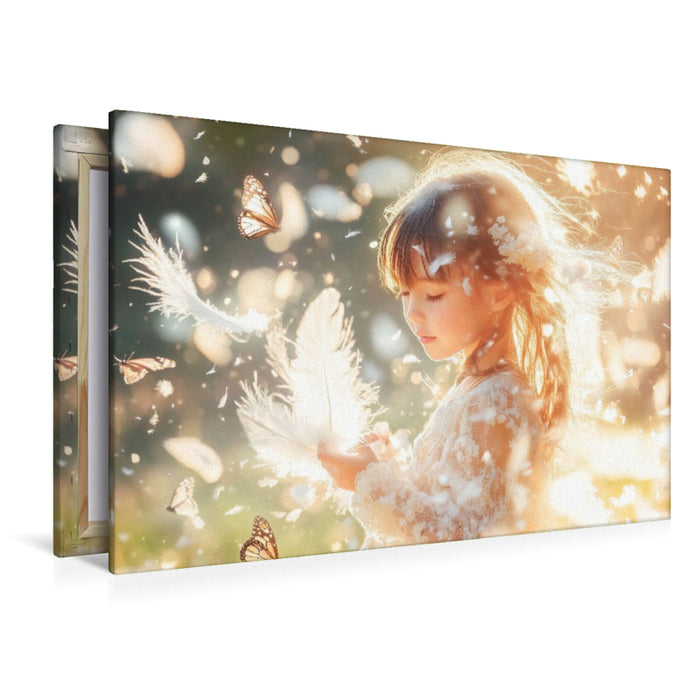 Premium Textil-Leinwand Im Wind tanzt ein Geheimnis, das nur Kinderherzen hören