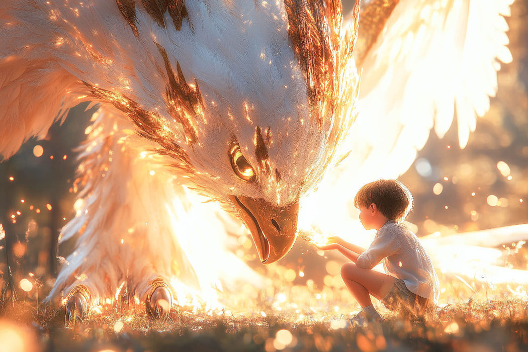 Premium Textil-Leinwand Magischer Feuervogel