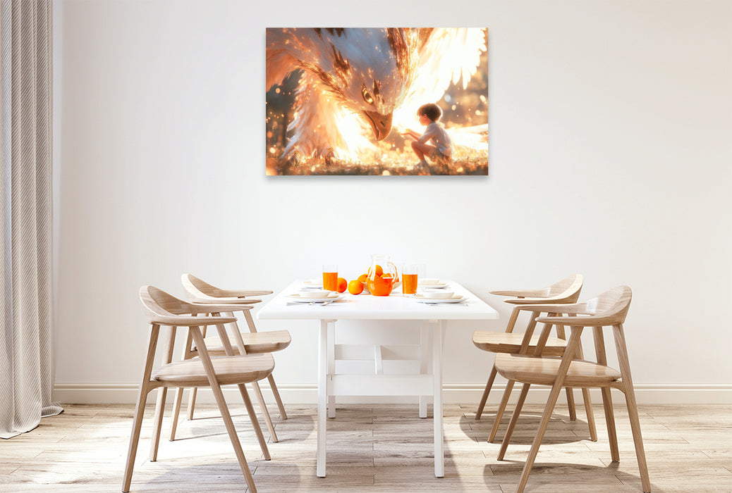 Premium Textil-Leinwand Magischer Feuervogel