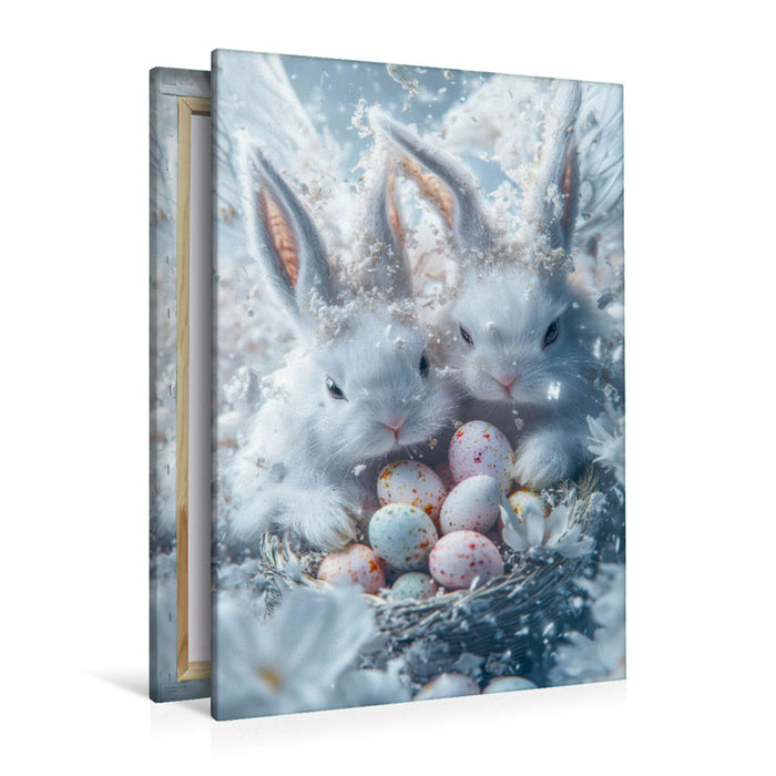 Premium Textil-Leinwand Die Osterhasen erwachen nur zu einer bestimmten Zeit