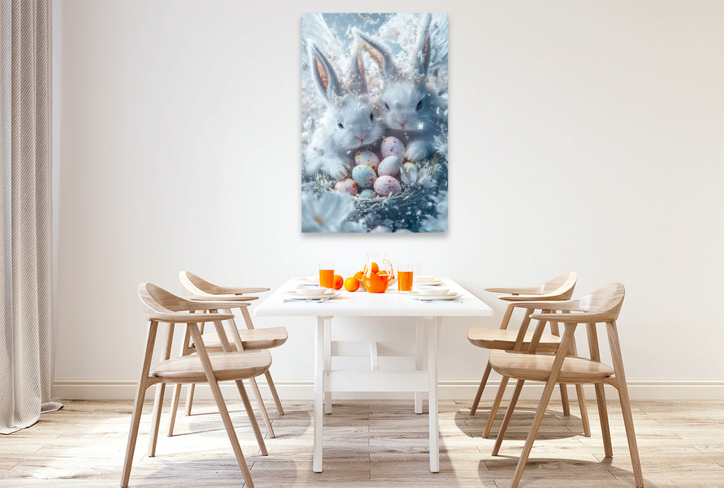 Premium Textil-Leinwand Die Osterhasen erwachen nur zu einer bestimmten Zeit