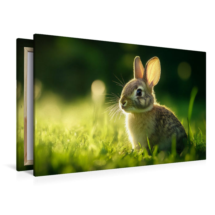 Premium Textil-Leinwand Langohr auf Erkundungstour