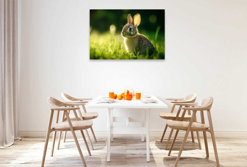 Premium Textil-Leinwand Langohr auf Erkundungstour