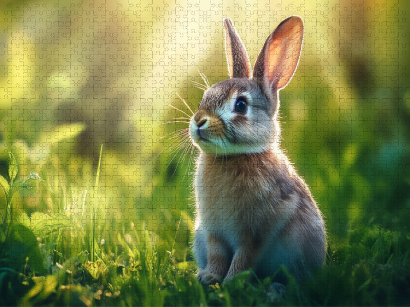 Hasenfrühstück bei Sonnenaufgang - CALVENDO Foto-Puzzle'