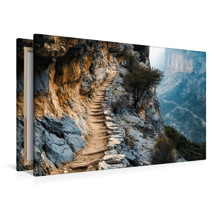 Premium Textil-Leinwand Natur kennt keine Sicherheiten, nur du und der Weg