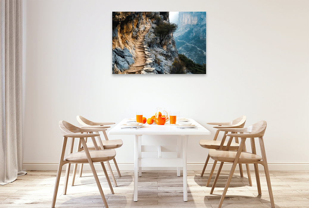 Premium Textil-Leinwand Natur kennt keine Sicherheiten, nur du und der Weg