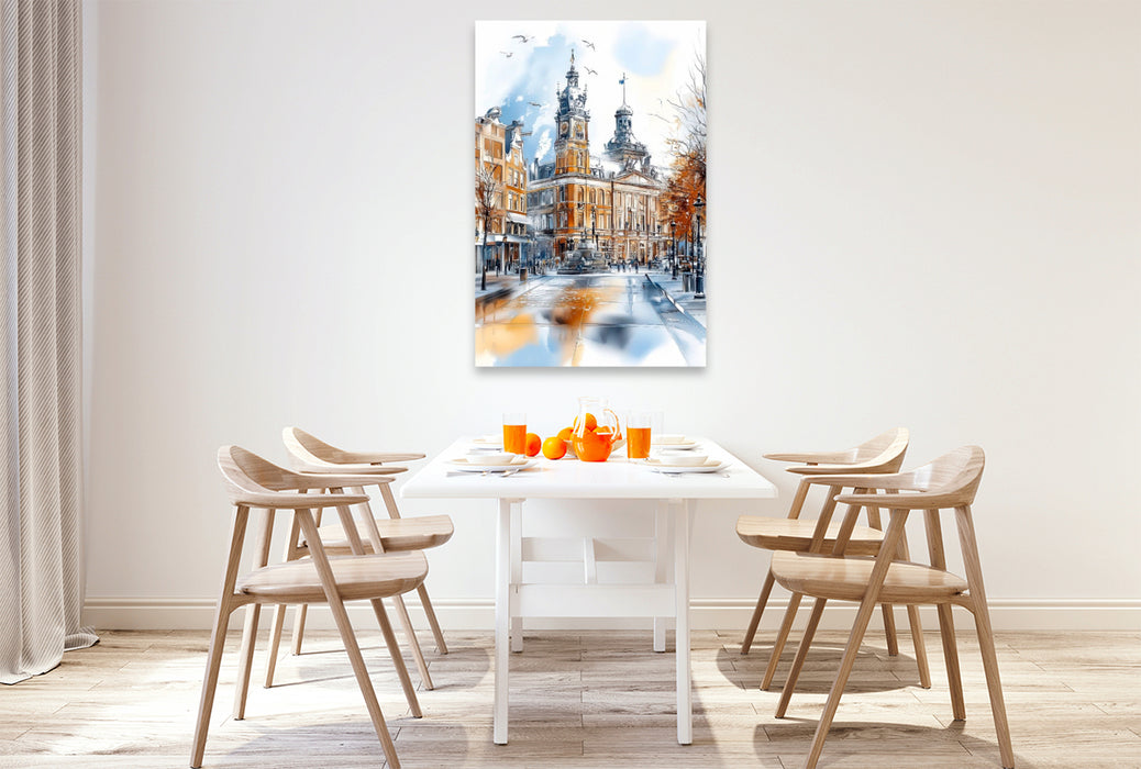 Premium Textil-Leinwand Ein Blick auf die kunstvolle Architektur