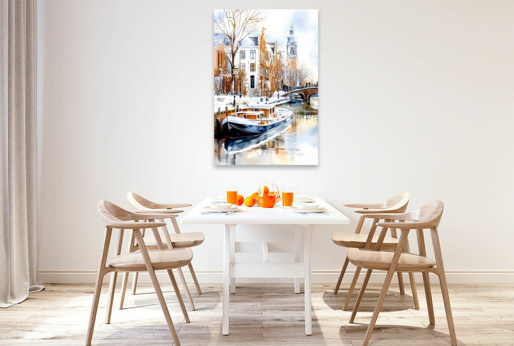 Premium Textil-Leinwand Winteridylle