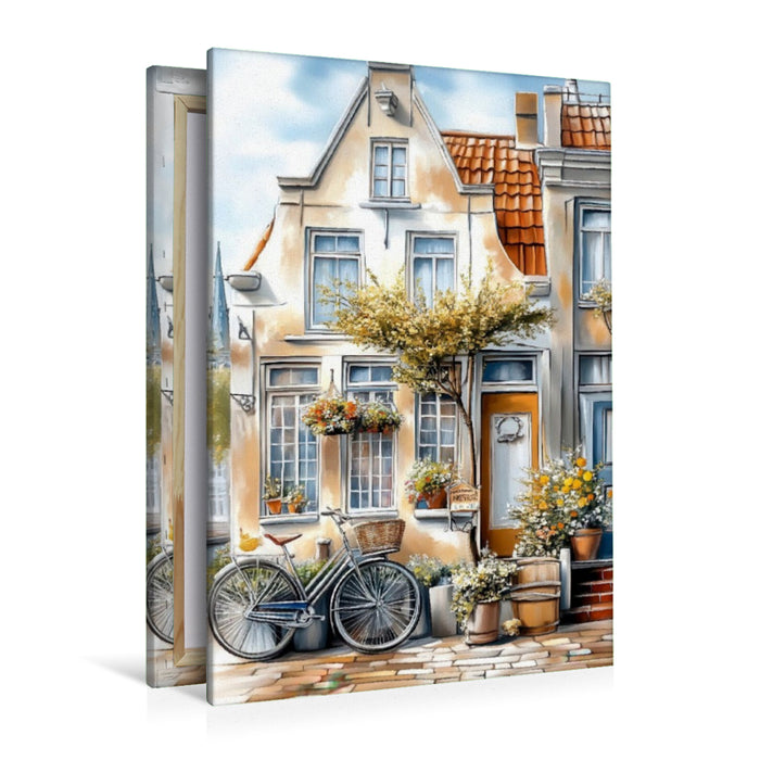 Premium Textil-Leinwand Ein typisches Grachtenhäuschen