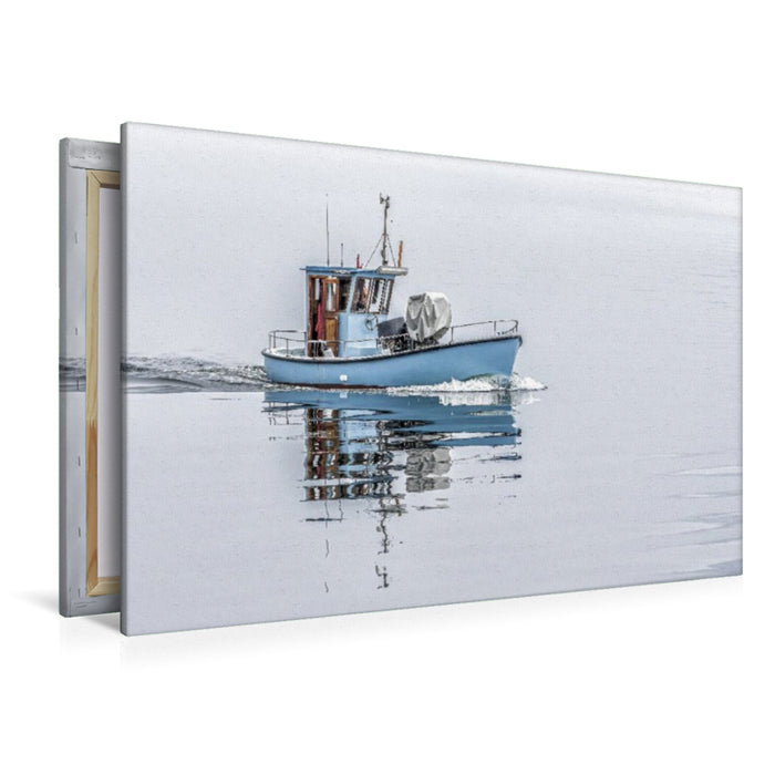 Premium Textil-Leinwand Fischer im Wattenmeer