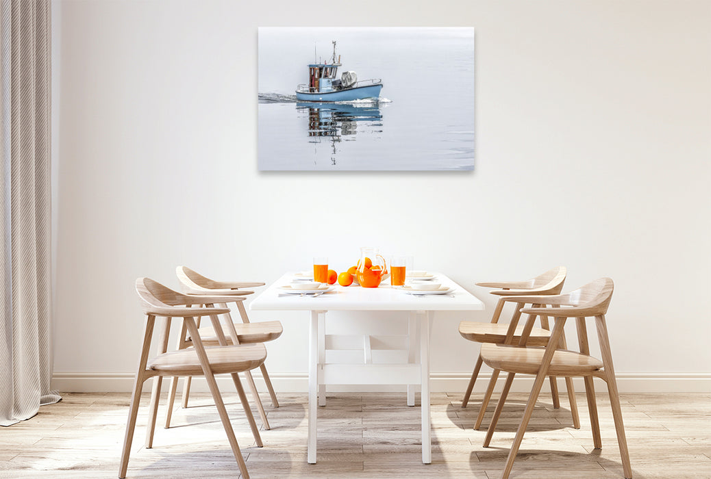 Premium Textil-Leinwand Fischer im Wattenmeer