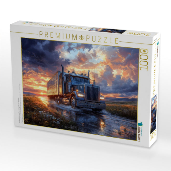 Trucker leben zwischen Funkgerät und Fernweh - CALVENDO Foto-Puzzle'
