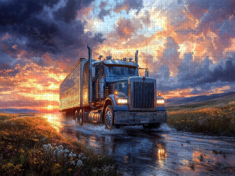 Trucker leben zwischen Funkgerät und Fernweh - CALVENDO Foto-Puzzle'