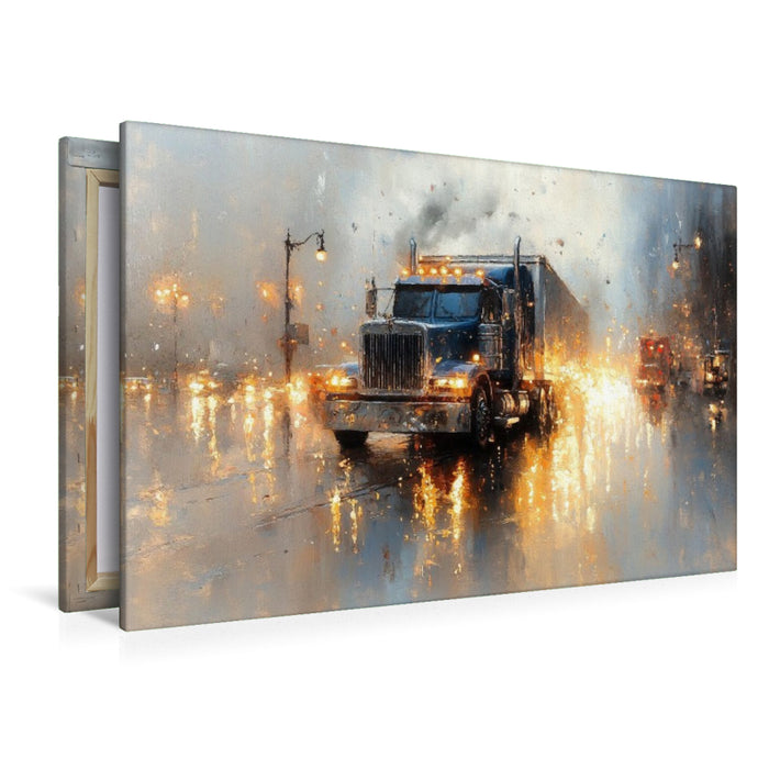 Premium Textil-Leinwand Freiheit beginnt, wo der Asphalt den Horizont küsst