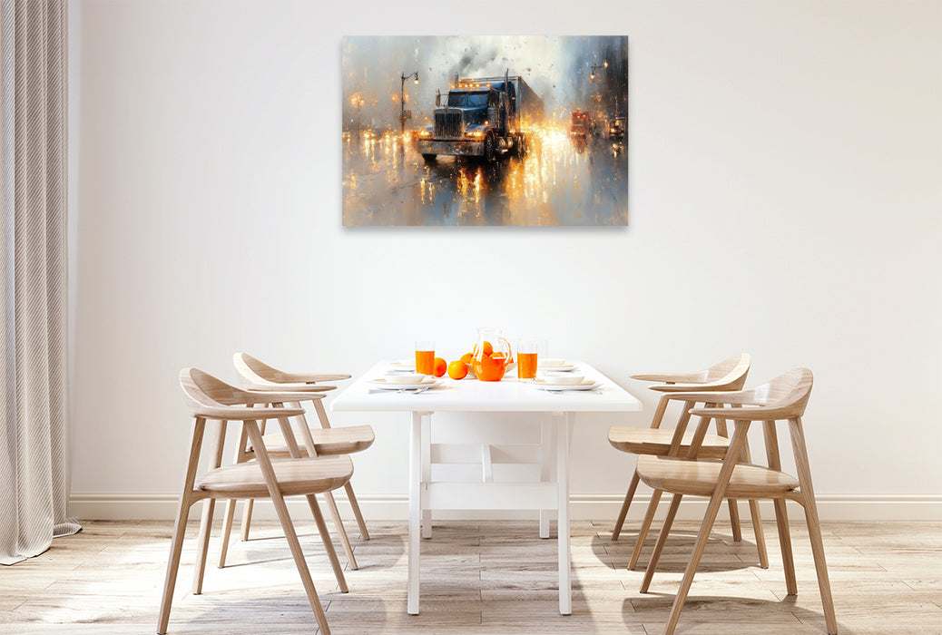 Premium Textil-Leinwand Freiheit beginnt, wo der Asphalt den Horizont küsst