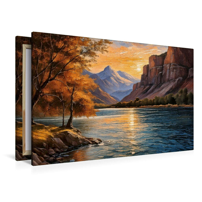 Premium Textil-Leinwand Steigst du nicht auf die Berge, so siehst du auch nicht in die Ferne. (Chinesischer Spruch)