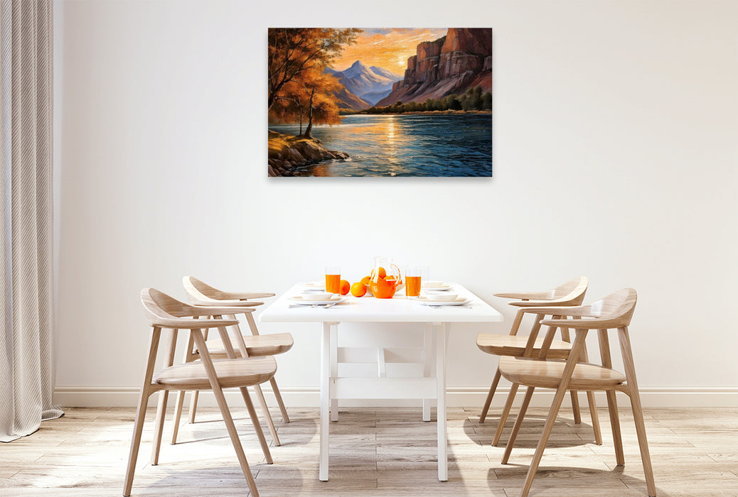 Premium Textil-Leinwand Steigst du nicht auf die Berge, so siehst du auch nicht in die Ferne. (Chinesischer Spruch)