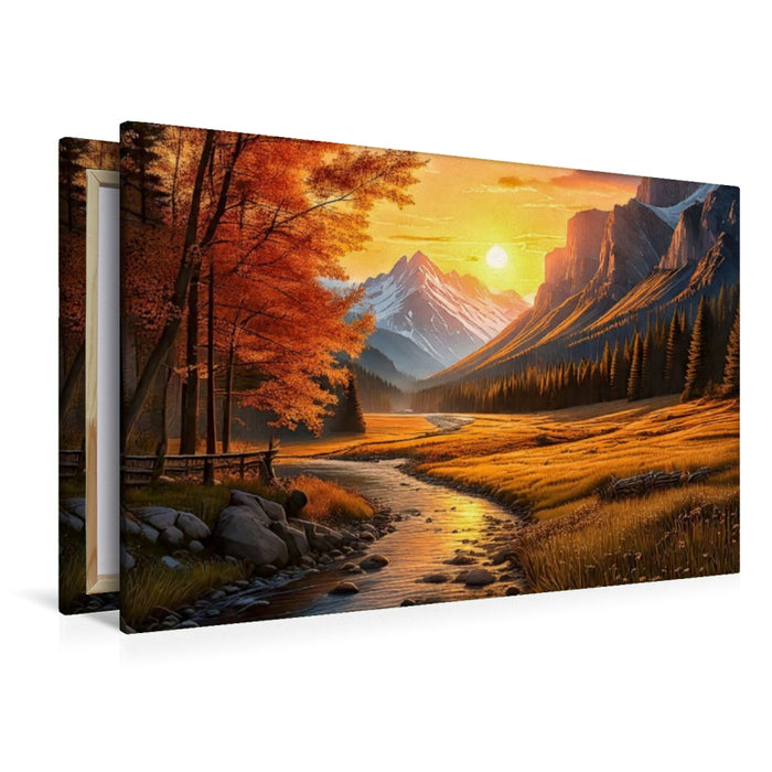 Premium Textil-Leinwand In die Berge gehen heißt nach Hause kommen. (John Muir 1838 - 1914)