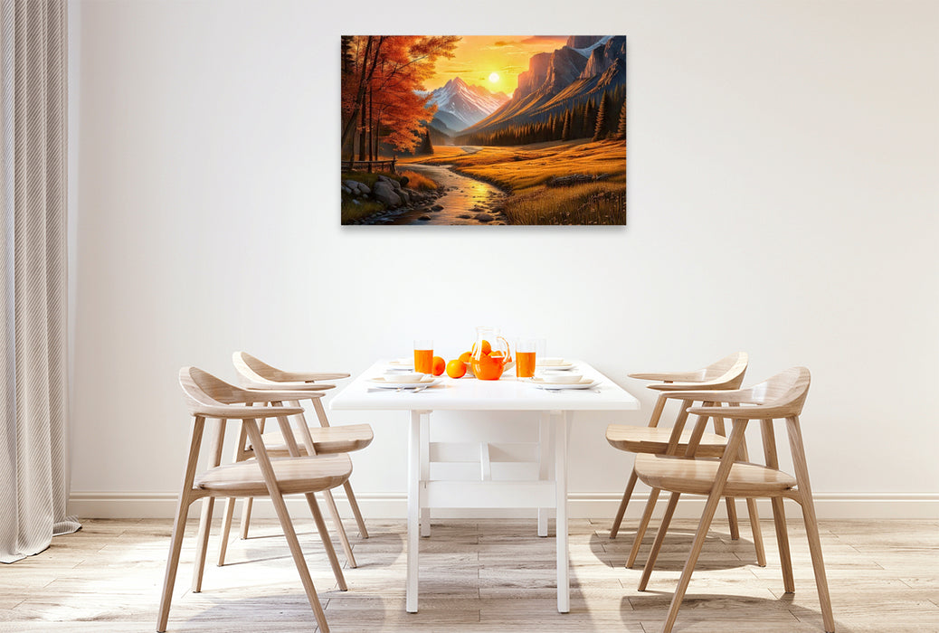 Premium Textil-Leinwand In die Berge gehen heißt nach Hause kommen. (John Muir 1838 - 1914)