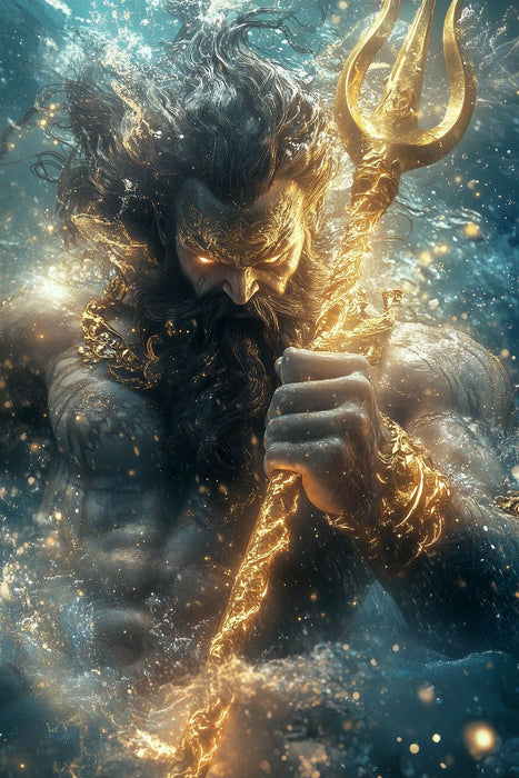 Premium Textil-Leinwand Poseidon - Griechischer Gott der Meere