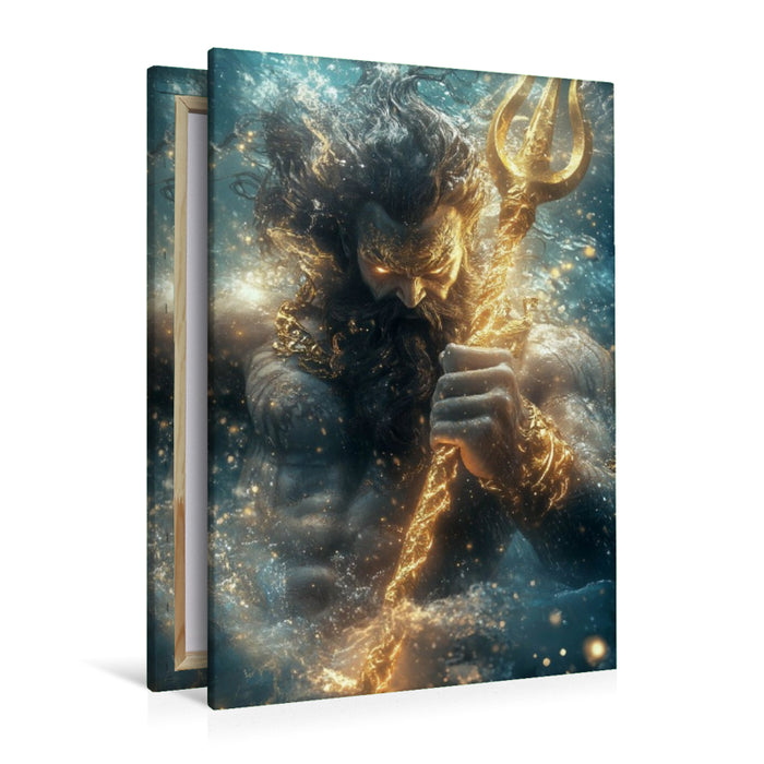 Premium Textil-Leinwand Poseidon - Griechischer Gott der Meere