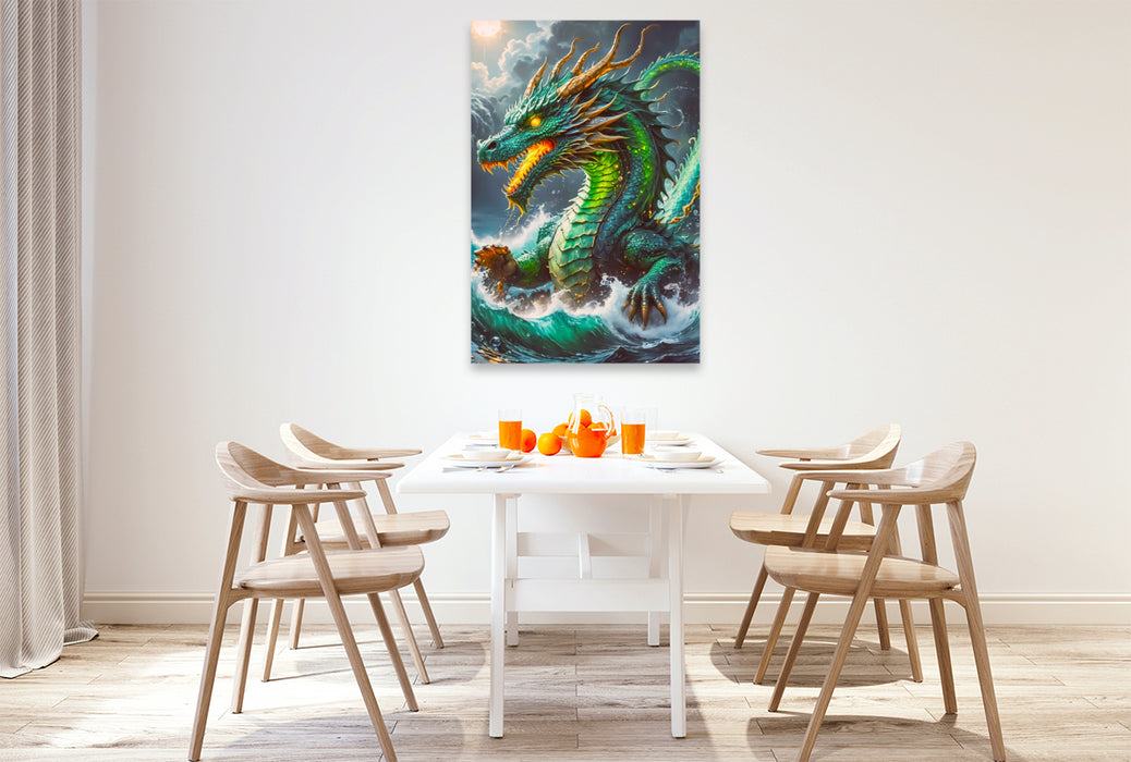 Premium Textil-Leinwand Ryujin, der Drachengott des Meeres