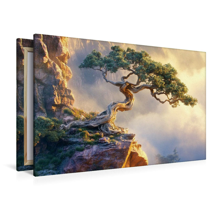 Premium Textil-Leinwand Ein Tanz aus Form und Geduld - Baum in Bonsaiform