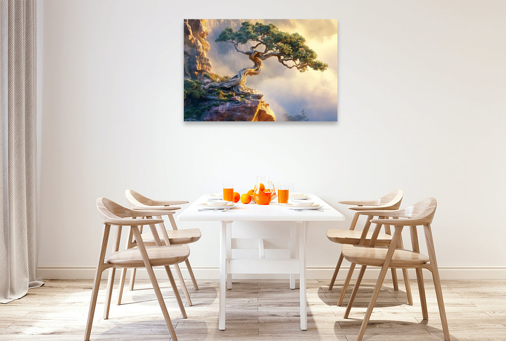 Premium Textil-Leinwand Ein Tanz aus Form und Geduld - Baum in Bonsaiform