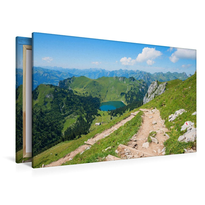 Premium Textil-Leinwand Wanderweg am Stockhorn