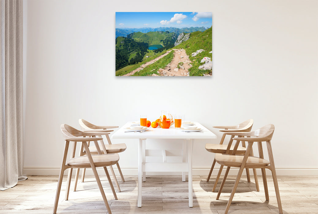 Premium Textil-Leinwand Wanderweg am Stockhorn