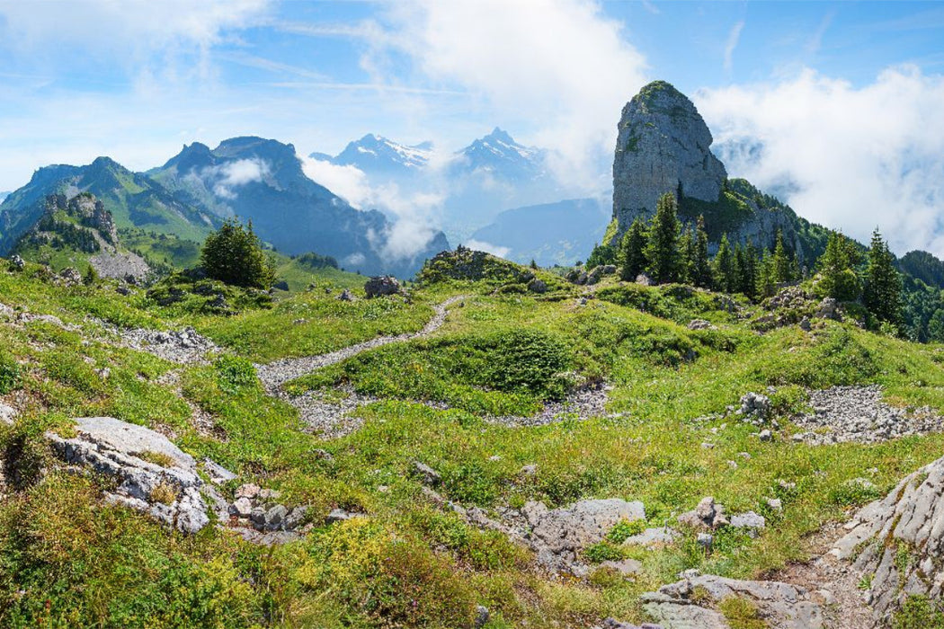 Premium Textil-Leinwand Aussichtspunkt Daube an der Schynigen Platte