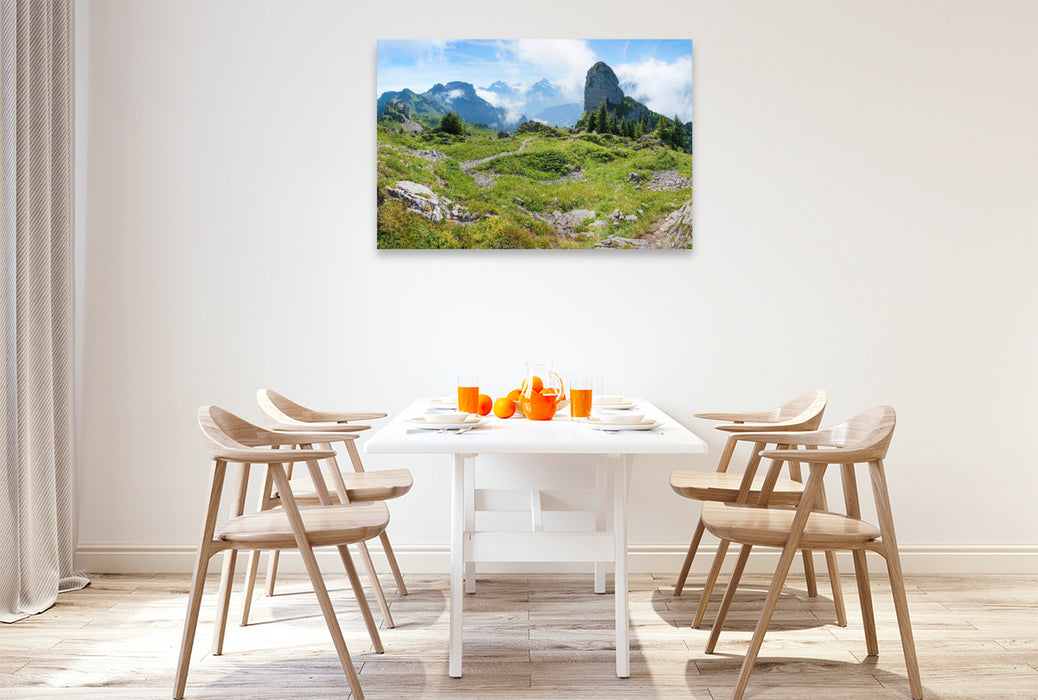 Premium Textil-Leinwand Aussichtspunkt Daube an der Schynigen Platte