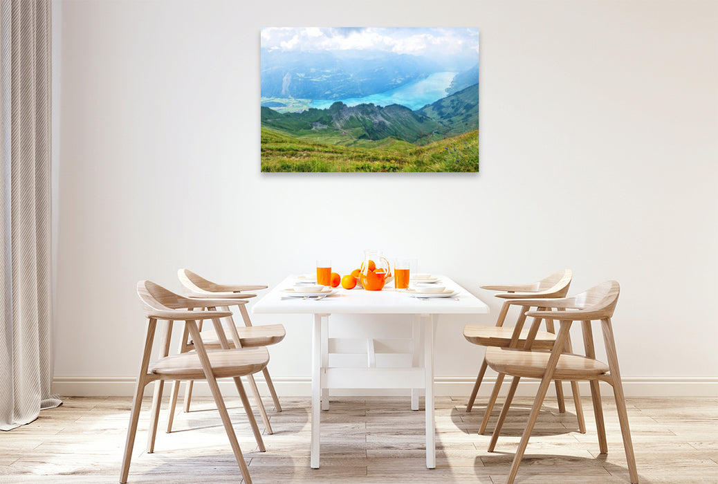 Premium Textil-Leinwand Seeblick am Brienzer Rothorn