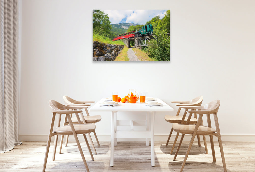 Premium Textil-Leinwand Brienzer Rothornbahn