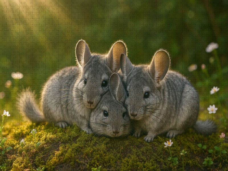 Kuschelstunde - drei Chinchillas - CALVENDO Foto-Puzzle'
