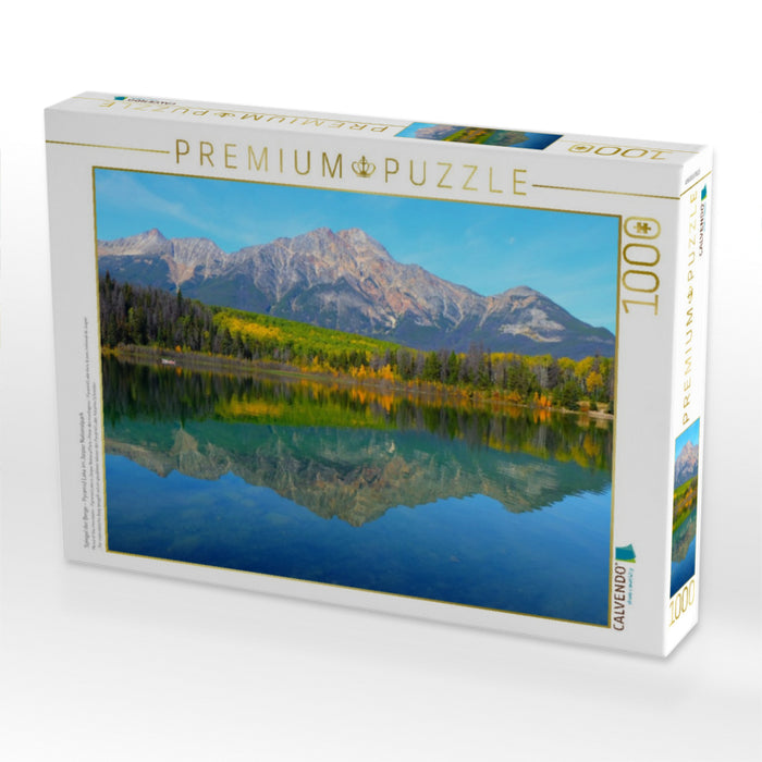 Spiegel der Berge – Pyramid Lake im Jasper Nationalpark - CALVENDO Foto-Puzzle'