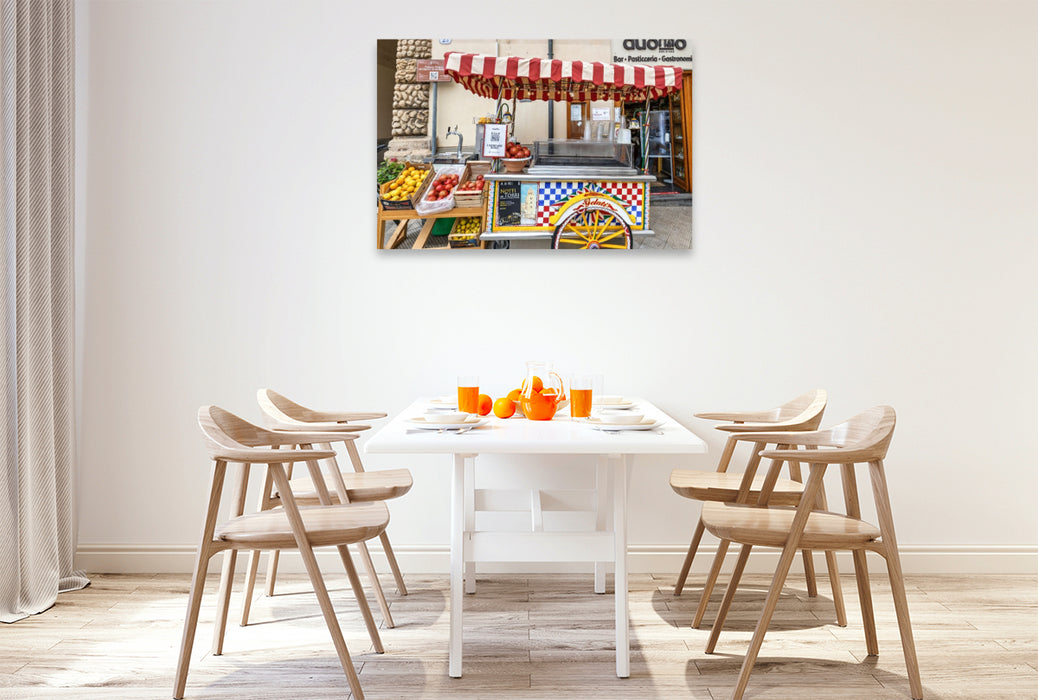 Premium Textil-Leinwand Eiswagen in Cefalu in Sizilien
