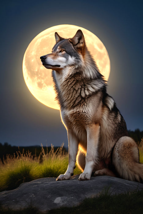 Premium Textil-Leinwand Der Wolf - Der Blick der Seele