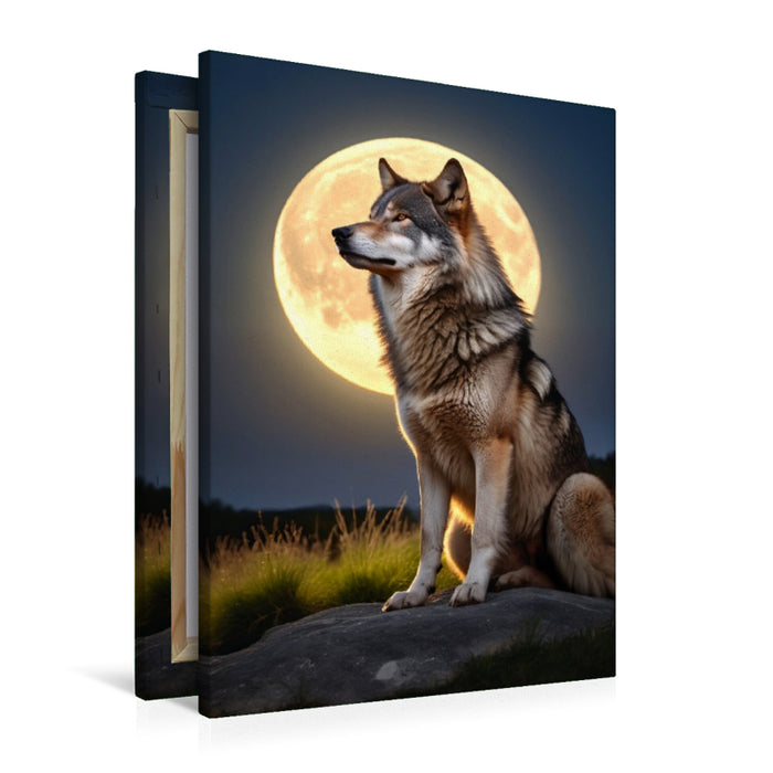 Premium Textil-Leinwand Der Wolf - Der Blick der Seele