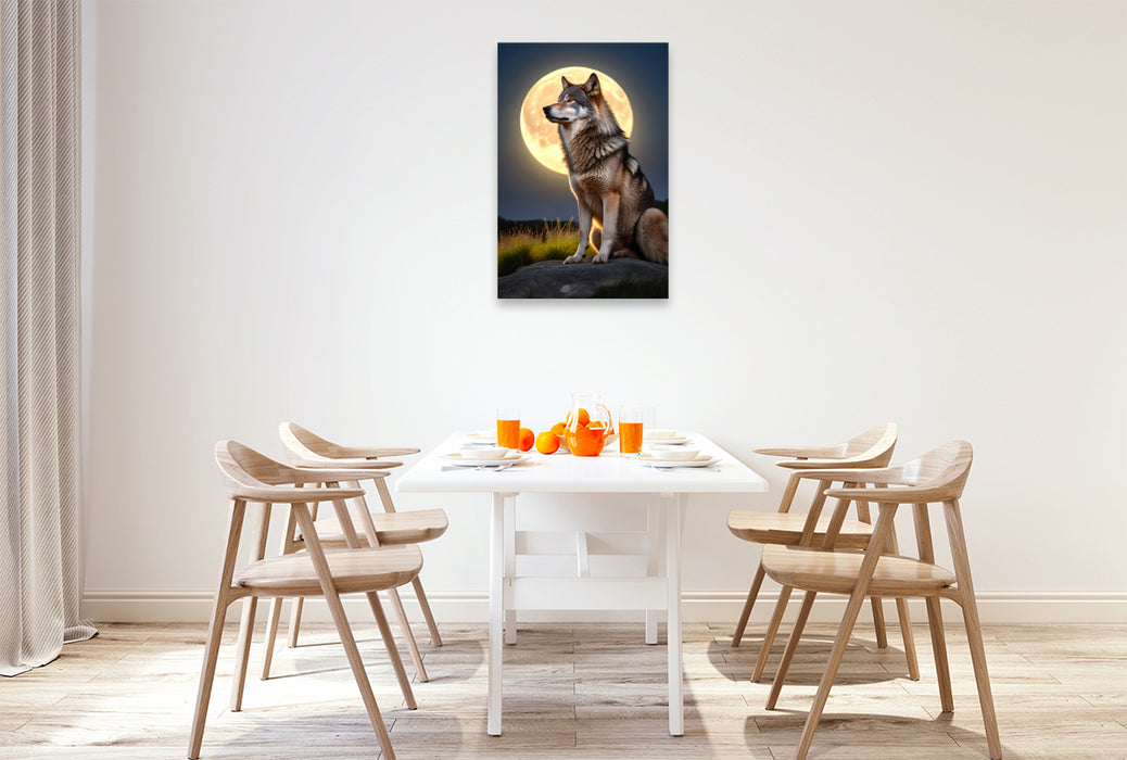 Premium Textil-Leinwand Der Wolf - Der Blick der Seele