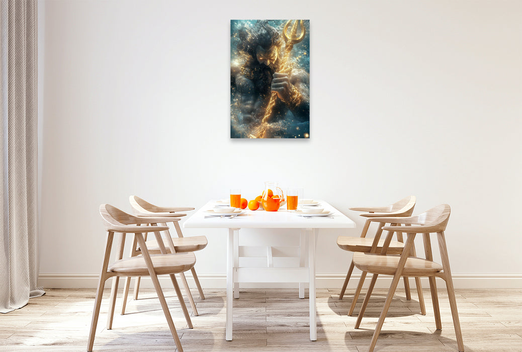 Premium Textil-Leinwand Poseidon - Griechischer Gott der Meere