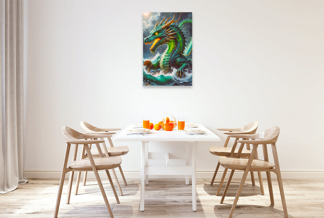 Premium Textil-Leinwand Ryujin, der Drachengott des Meeres