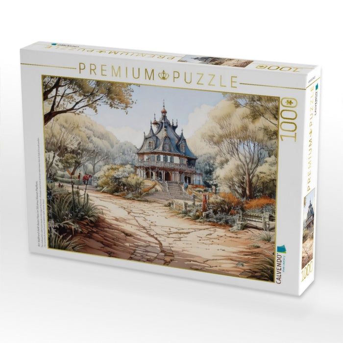 Am Waldrand steht dieses Haus im Stil eines kleinen Pavillons. - CALVENDO Foto-Puzzle'
