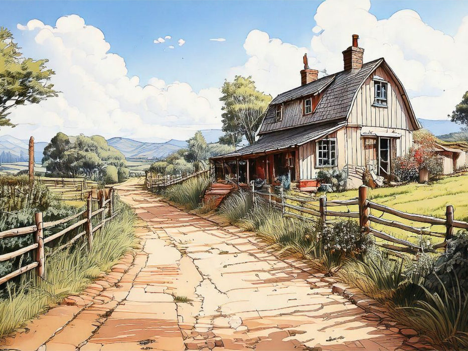 Zu einer kleinen Landwirtschaft führt die unbefestigte Straße. - CALVENDO Foto-Puzzle'