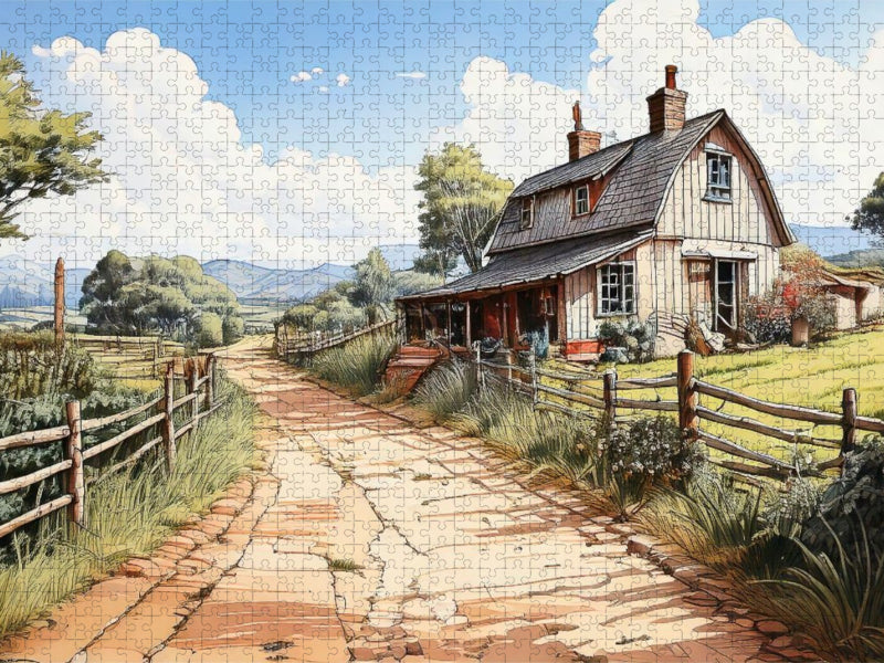 Zu einer kleinen Landwirtschaft führt die unbefestigte Straße. - CALVENDO Foto-Puzzle'