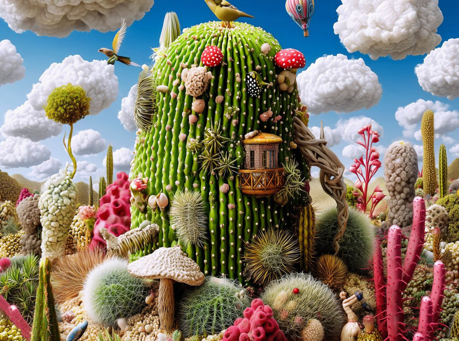 Kaktushaube mit Vogelbesuch - CALVENDO Foto-Puzzle'