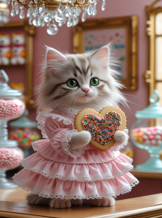 Katzenbaby mit Rüschenkleid im Bonbonparadies - CALVENDO Foto-Puzzle'