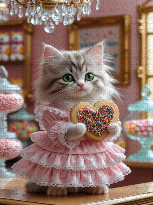 Katzenbaby mit Rüschenkleid im Bonbonparadies - CALVENDO Foto-Puzzle'