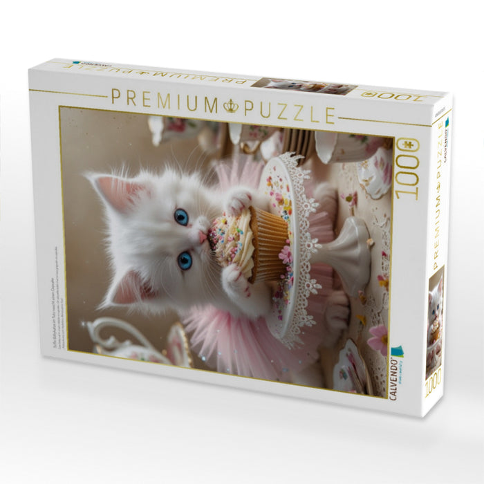 Süße Babykatze im Tutu nascht einen Cupcake - CALVENDO Foto-Puzzle'